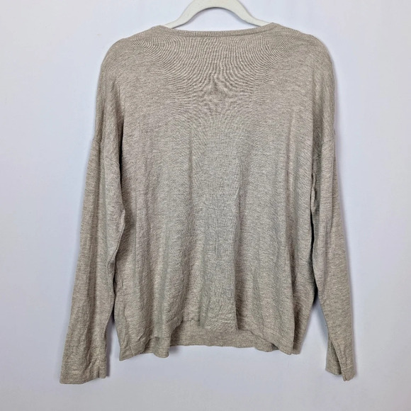 J.Jill Sz. M Crew Neck Weston The Dog Pullover Sweater Beige Heathered Knit Top - Picture 4 of 12
